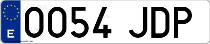 Ejemplo de matrícula española 0054 JDP