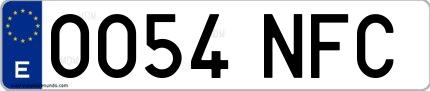 Ejemplo de matrícula española 0054 NFC