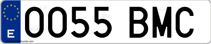 Ejemplo de matrícula de coche ordinaria 0055 BMC