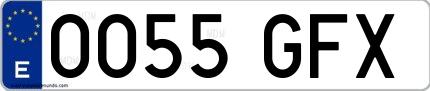 Ejemplo de matrícula española 0055 GFX