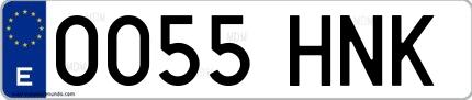 Ejemplo de matrícula española 0055 HNK