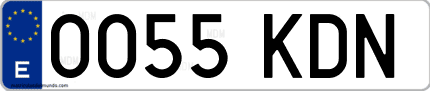 Ejemplo de matrícula de coche ordinaria 0055 KDN