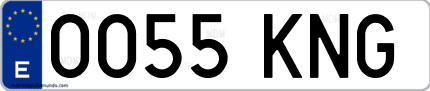 Ejemplo de matrícula de coche ordinaria 0055 KNG