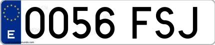 Ejemplo de matrícula española 0056 FSJ