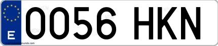 Ejemplo de matrícula española 0056 HKN