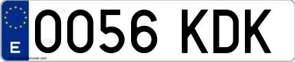 Ejemplo de matrícula española 0056 KDK