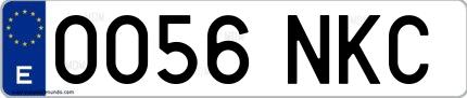 Ejemplo de matrícula española 0056 NKC