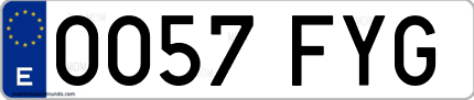 Ejemplo de matrícula de coche ordinaria 0057 FYG