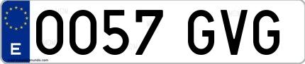Ejemplo de matrícula española 0057 GVG