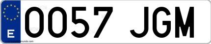 Ejemplo de matrícula española 0057 JGM