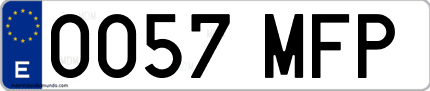Ejemplo de matrícula de coche ordinaria 0057 MFP