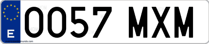 Ejemplo de matrícula de coche ordinaria 0057 MXM