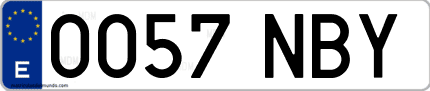Ejemplo de matrícula de coche ordinaria 0057 NBY