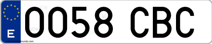 Ejemplo de matrícula de coche ordinaria 0058 CBC