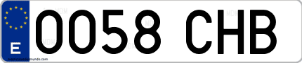 Ejemplo de matrícula de coche ordinaria 0058 CHB