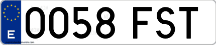 Ejemplo de matrícula de coche ordinaria 0058 FST