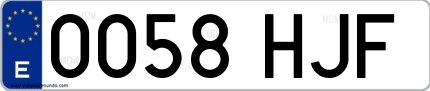 Ejemplo de matrícula española 0058 HJF