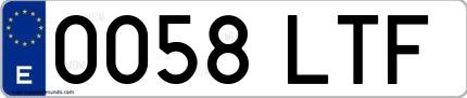 Ejemplo de matrícula española 0058 LTF