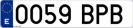 Ejemplo de matrícula de coche ordinaria 0059 BPB