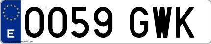 Ejemplo de matrícula española 0059 GWK