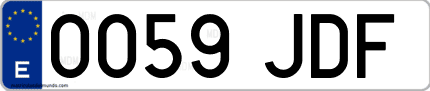 Ejemplo de matrícula de coche ordinaria 0059 JDF