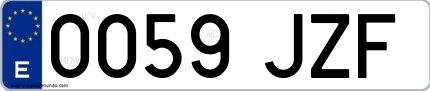 Ejemplo de matrícula española 0059 JZF