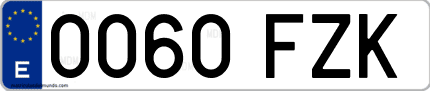Ejemplo de matrícula de coche ordinaria 0060 FZK