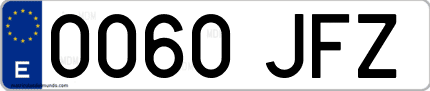 Ejemplo de matrícula de coche ordinaria 0060 JFZ