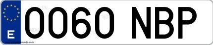 Ejemplo de matrícula española 0060 NBP