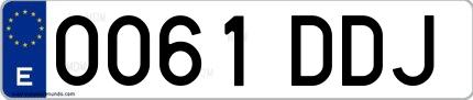 Ejemplo de matrícula española 0061 DDJ