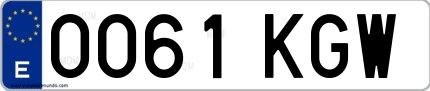 Ejemplo de matrícula española 0061 KGW