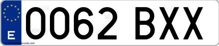 Ejemplo de matrícula española 0062 BXX