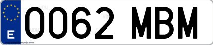 Ejemplo de matrícula de coche ordinaria 0062 MBM