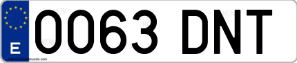 Ejemplo de matrícula de coche ordinaria 0063 DNT