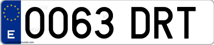 Ejemplo de matrícula de coche ordinaria 0063 DRT