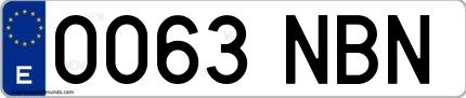 Ejemplo de matrícula española 0063 NBN