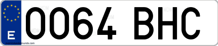 Ejemplo de matrícula de coche ordinaria 0064 BHC