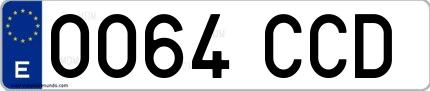 Ejemplo de matrícula española 0064 CCD