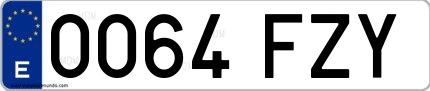 Ejemplo de matrícula española 0064 FZY