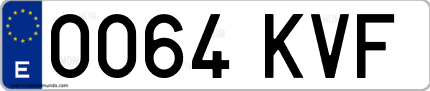 Ejemplo de matrícula de coche ordinaria 0064 KVF
