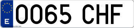 Ejemplo de matrícula de coche ordinaria 0065 CHF