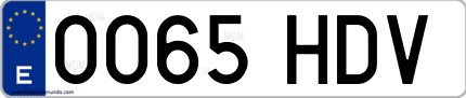 Ejemplo de matrícula de coche ordinaria 0065 HDV