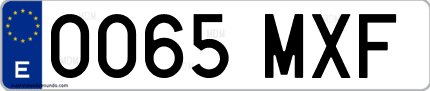 Ejemplo de matrícula de coche ordinaria 0065 MXF