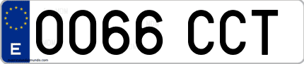 Ejemplo de matrícula de coche ordinaria 0066 CCT