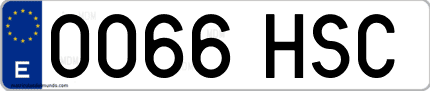 Ejemplo de matrícula de coche ordinaria 0066 HSC