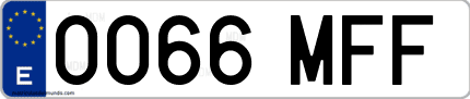 Ejemplo de matrícula de coche ordinaria 0066 MFF