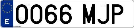 Ejemplo de matrícula española 0066 MJP