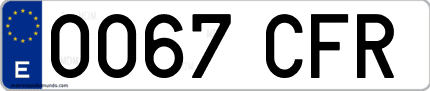 Ejemplo de matrícula de coche ordinaria 0067 CFR