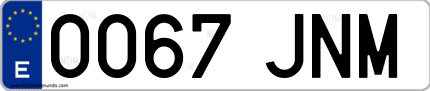 Ejemplo de matrícula de coche ordinaria 0067 JNM