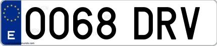 Ejemplo de matrícula española 0068 DRV